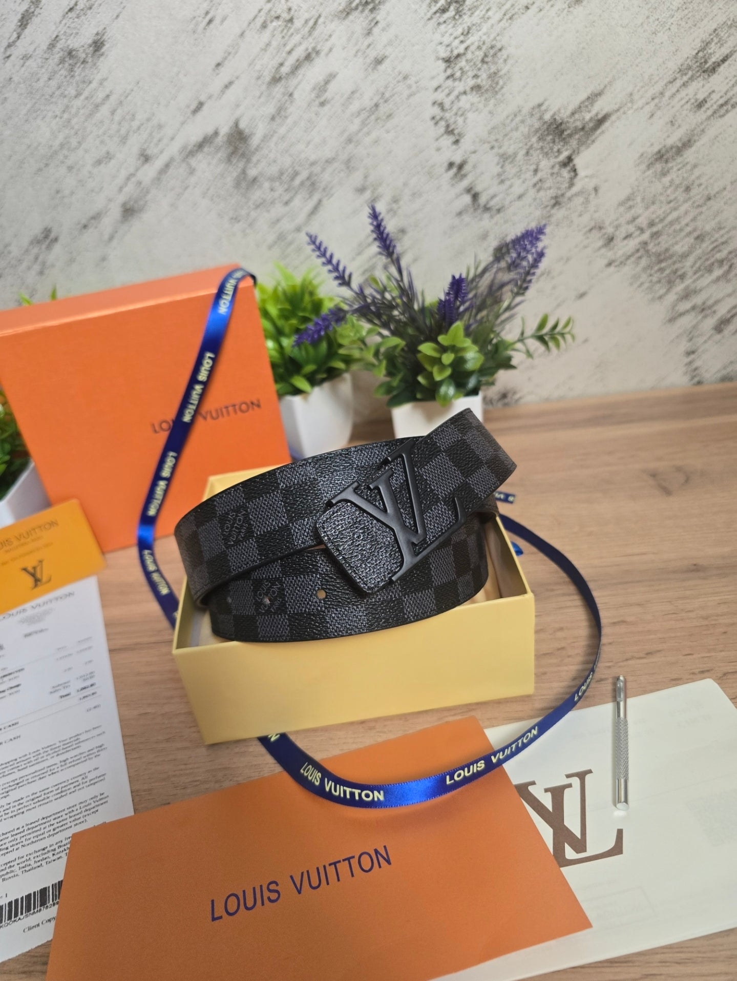 LOUIS VUITTON | Damier Graphite Belt