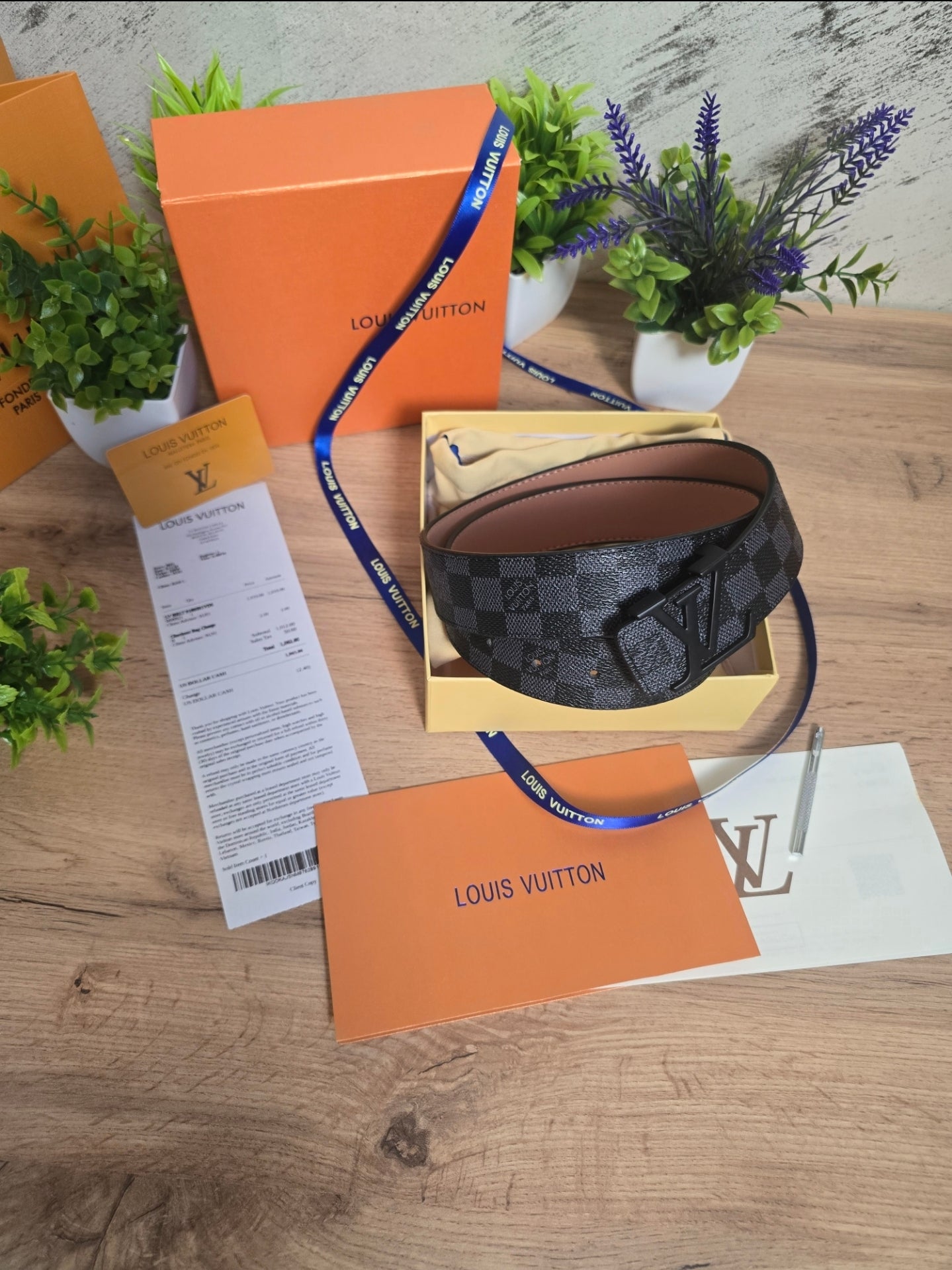 LOUIS VUITTON | Damier Graphite Belt