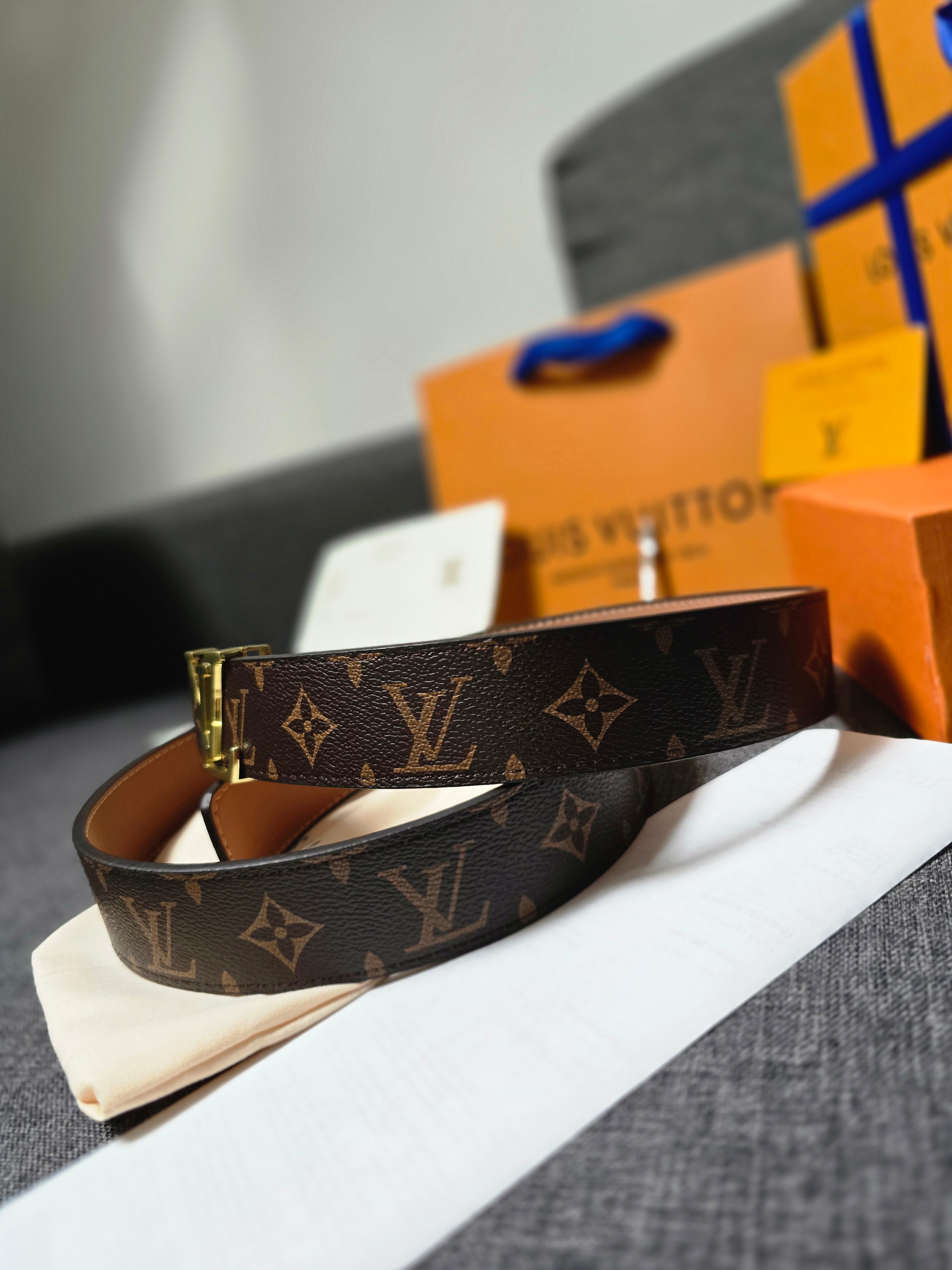 LV Initiales 35mm Reversible Belt in Monogram Canvas