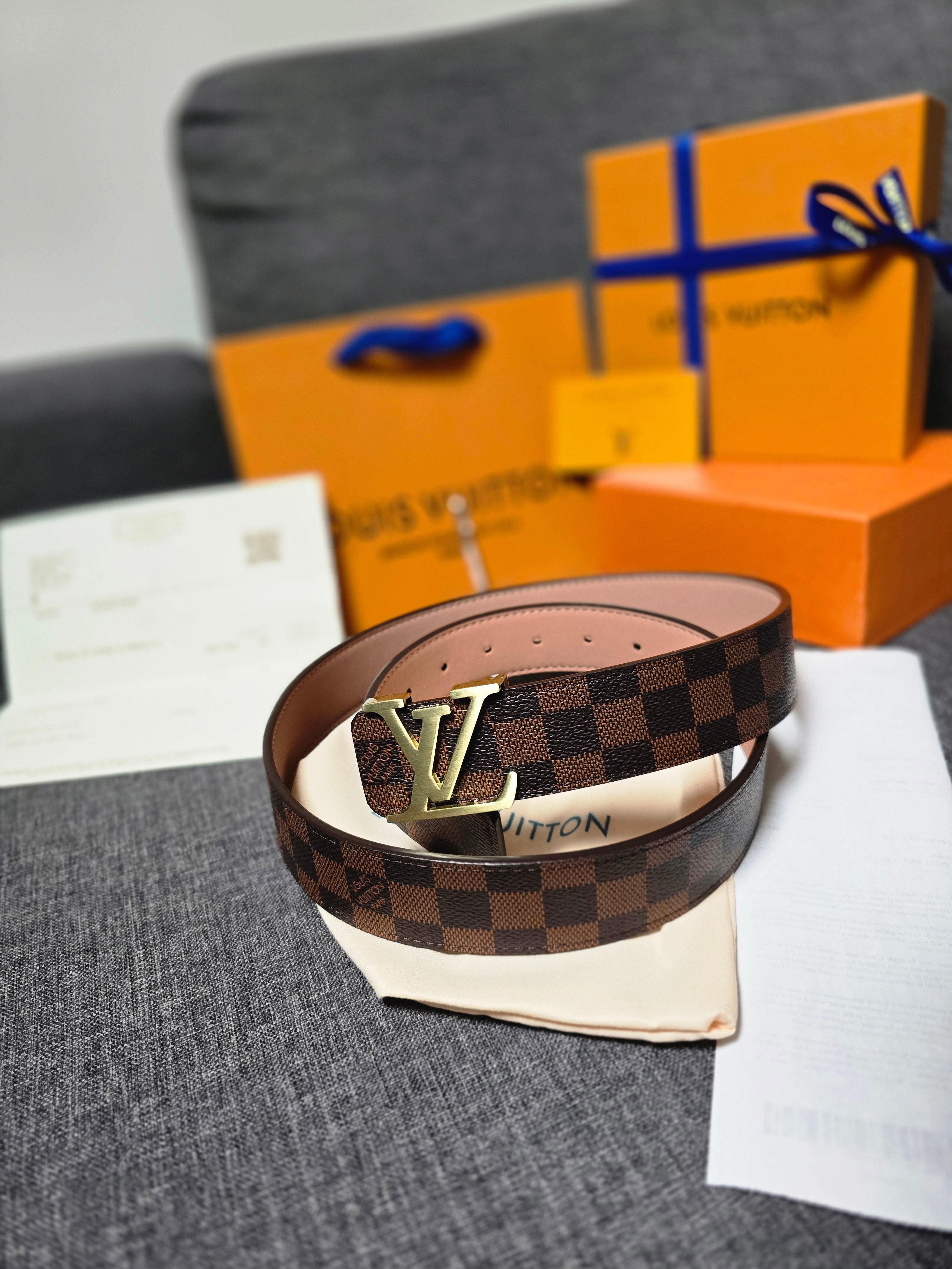 LV Initiales Damier Ebene Belt