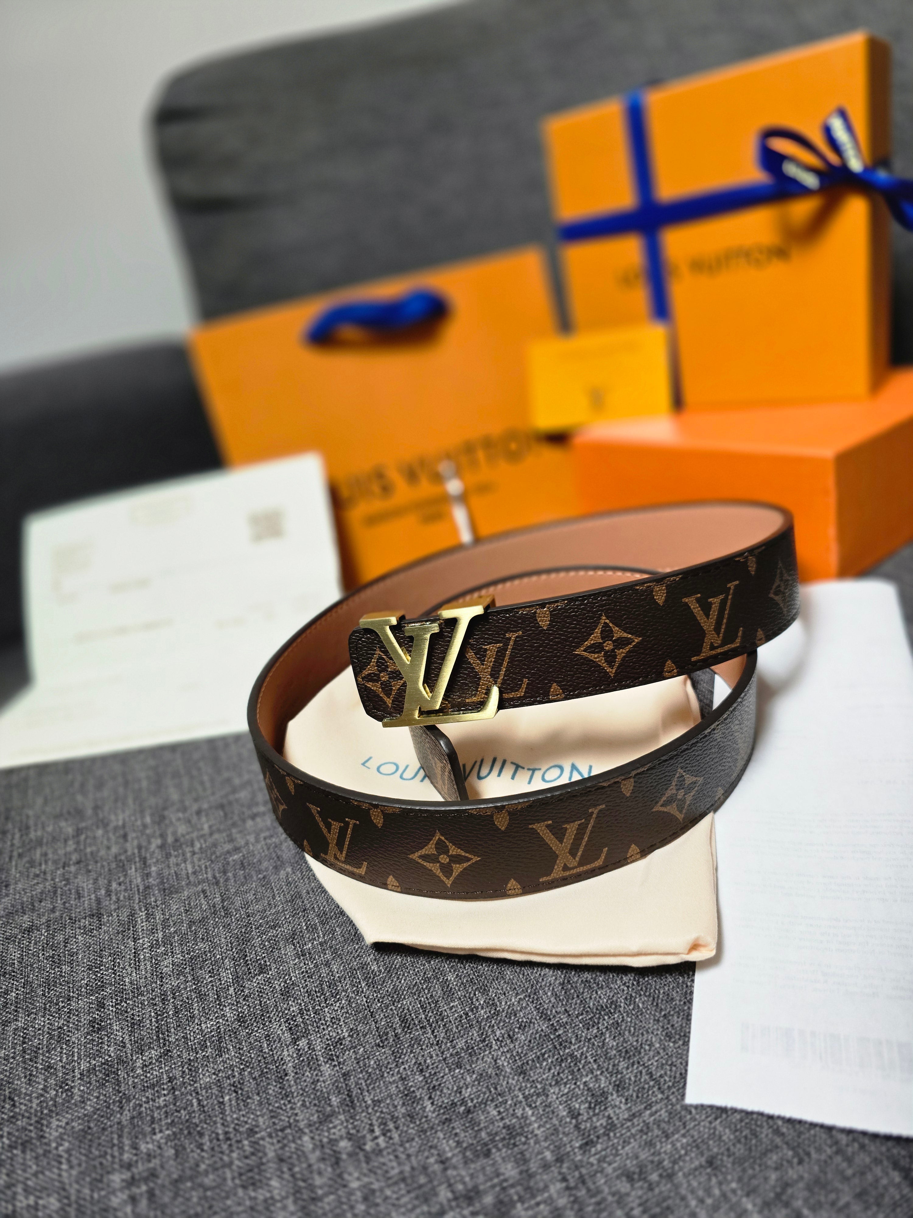LV Initiales 35mm Reversible Belt in Monogram Canvas